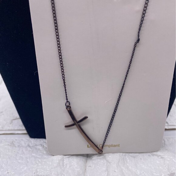 Fashion Leader Unisex Cross Pendant Necklace Copper & Black Adjustable Chain - Picture 7 of 9